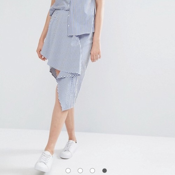 J.O.A. High low mini skirt blue white stripe NWT - Picture 6 of 16